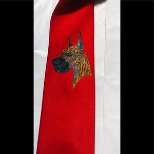 Hand painted, vintage tie with dog.